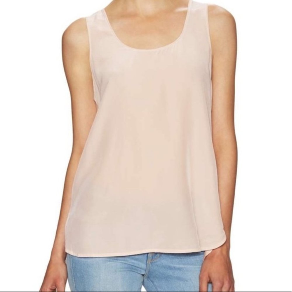 Vince Silk-Front Tank, Peach Blush